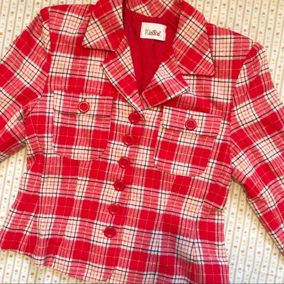70s Red Plaid Blazer Jacket - Picture 2 of 5